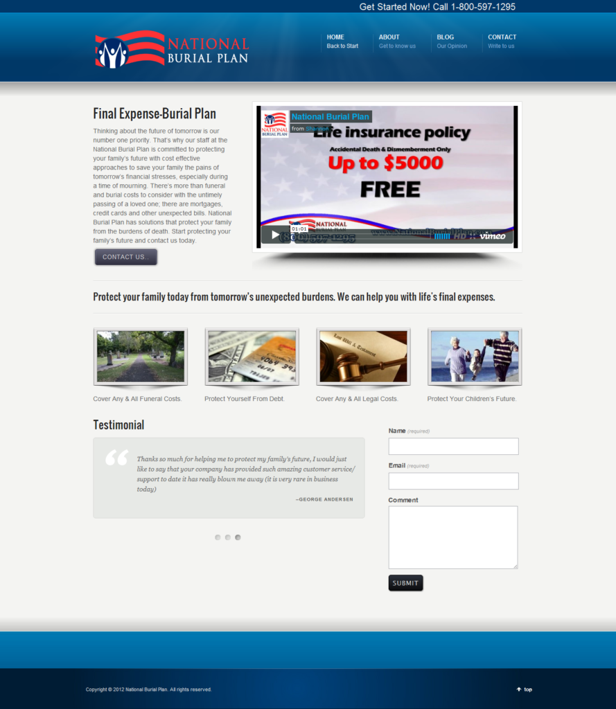 National Burial Plan - Full Screenshot
